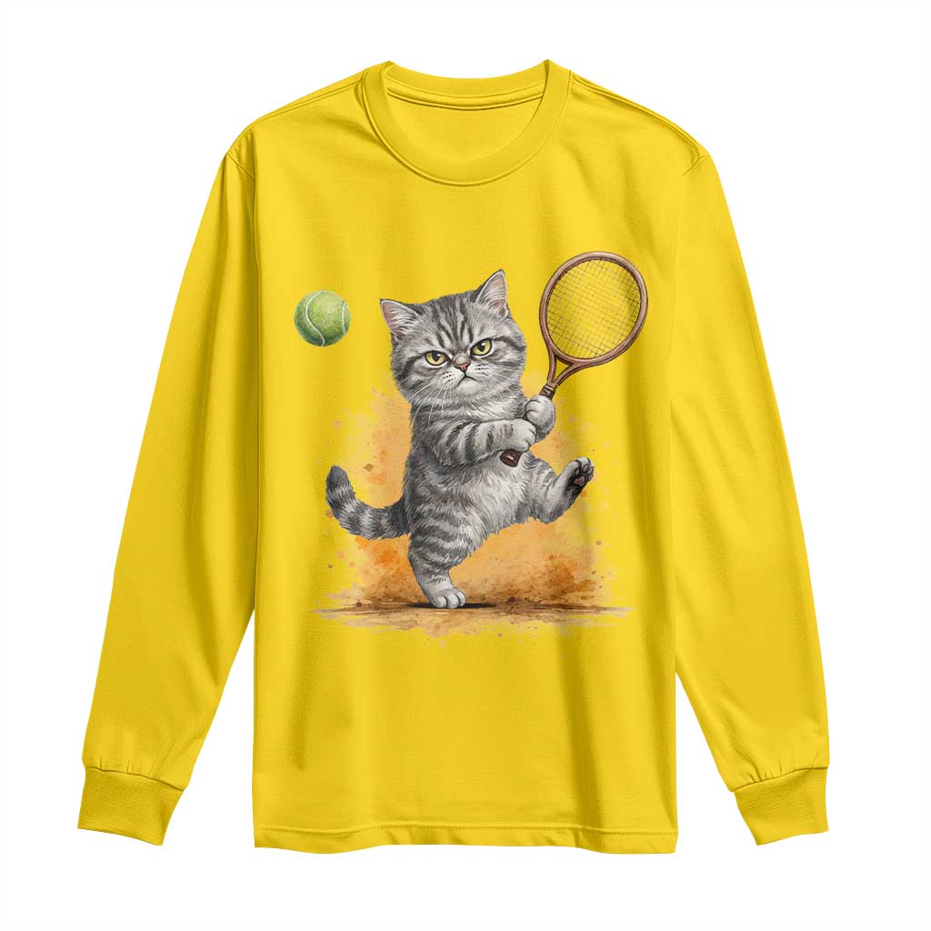 Funny Grumpy Cat Tennis Player Long Sleeve Shirt Gift For Tennis Fans - Wonder Print Shop