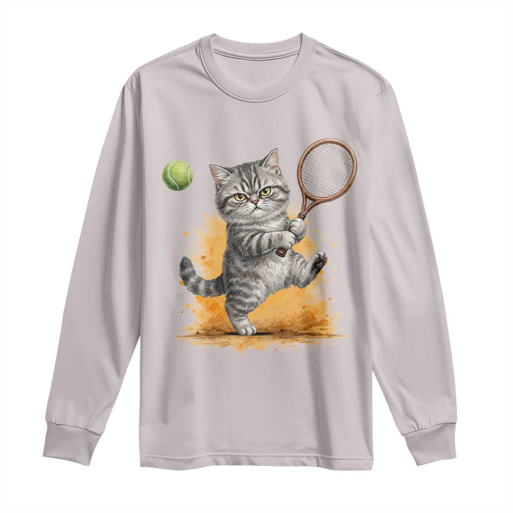 Funny Grumpy Cat Tennis Player Long Sleeve Shirt Gift For Tennis Fans - Wonder Print Shop