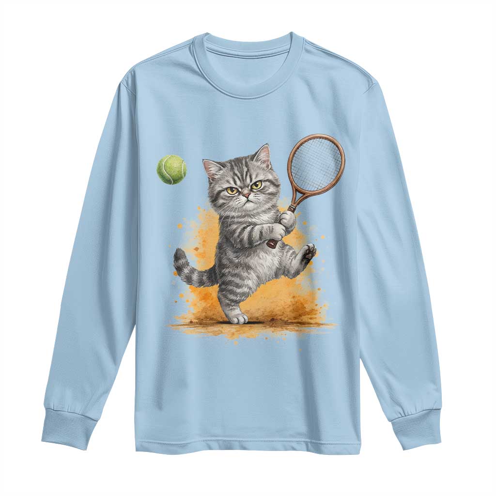 Funny Grumpy Cat Tennis Player Long Sleeve Shirt Gift For Tennis Fans - Wonder Print Shop