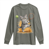 Funny Grumpy Cat Tennis Player Long Sleeve Shirt Gift For Tennis Fans - Wonder Print Shop