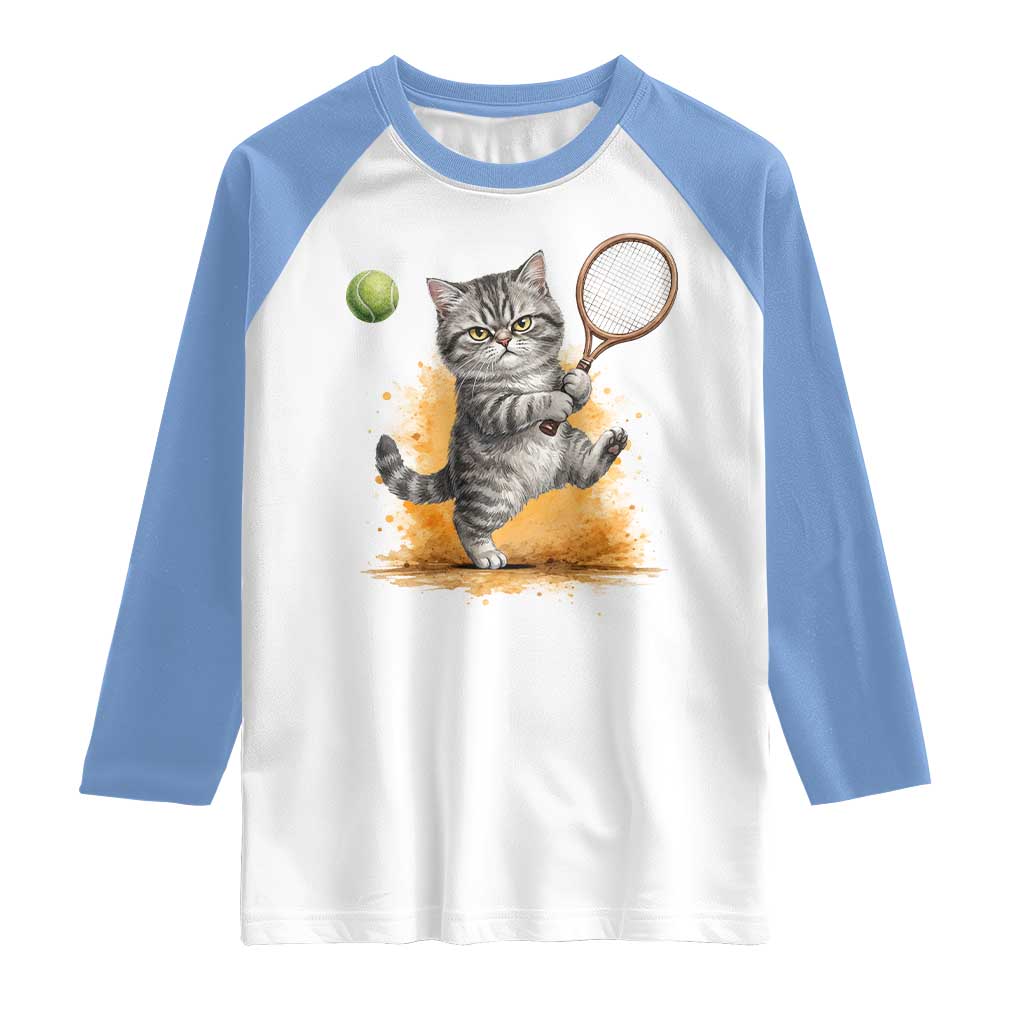 Funny Grumpy Cat Tennis Player Raglan Shirt Gift For Tennis Fans - Wonder Print Shop
