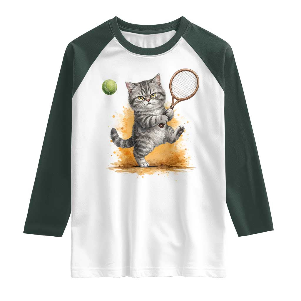 Funny Grumpy Cat Tennis Player Raglan Shirt Gift For Tennis Fans - Wonder Print Shop