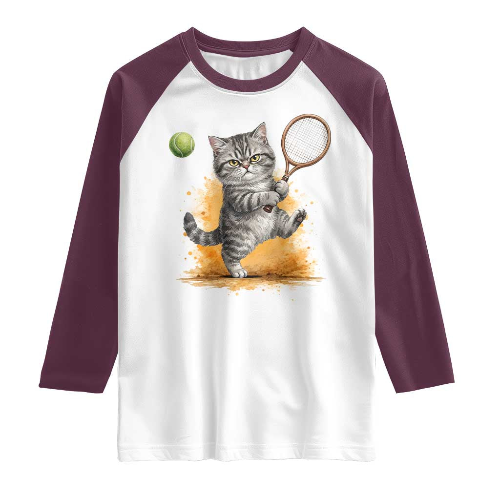 Funny Grumpy Cat Tennis Player Raglan Shirt Gift For Tennis Fans - Wonder Print Shop