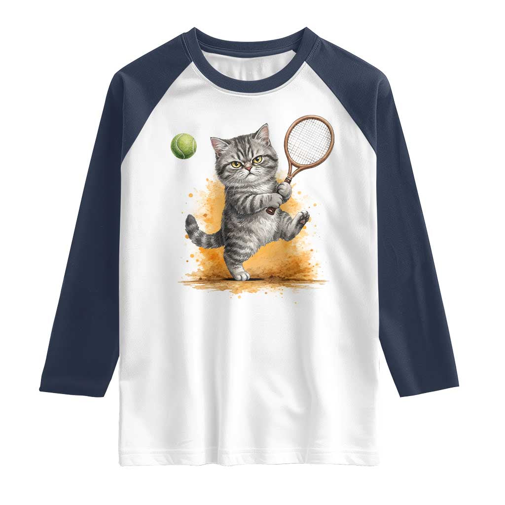 Funny Grumpy Cat Tennis Player Raglan Shirt Gift For Tennis Fans - Wonder Print Shop