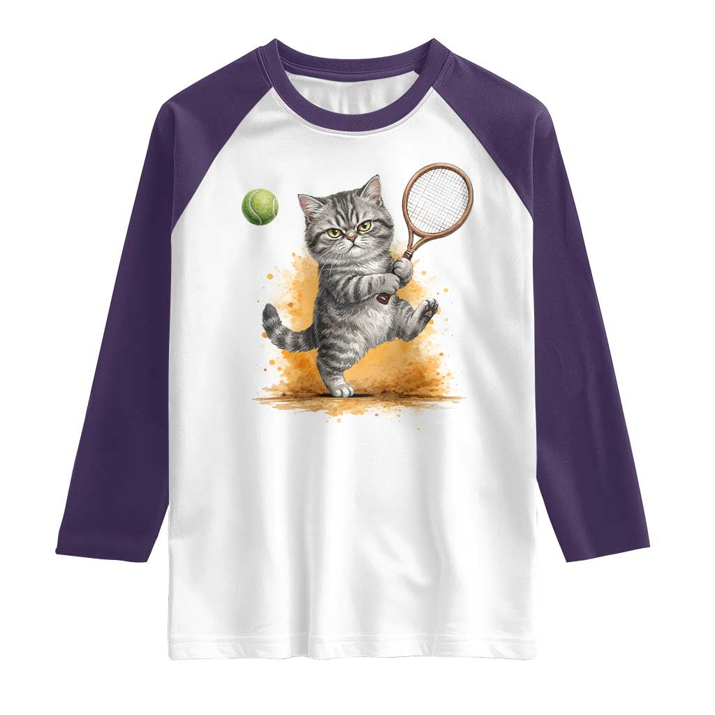 Funny Grumpy Cat Tennis Player Raglan Shirt Gift For Tennis Fans - Wonder Print Shop