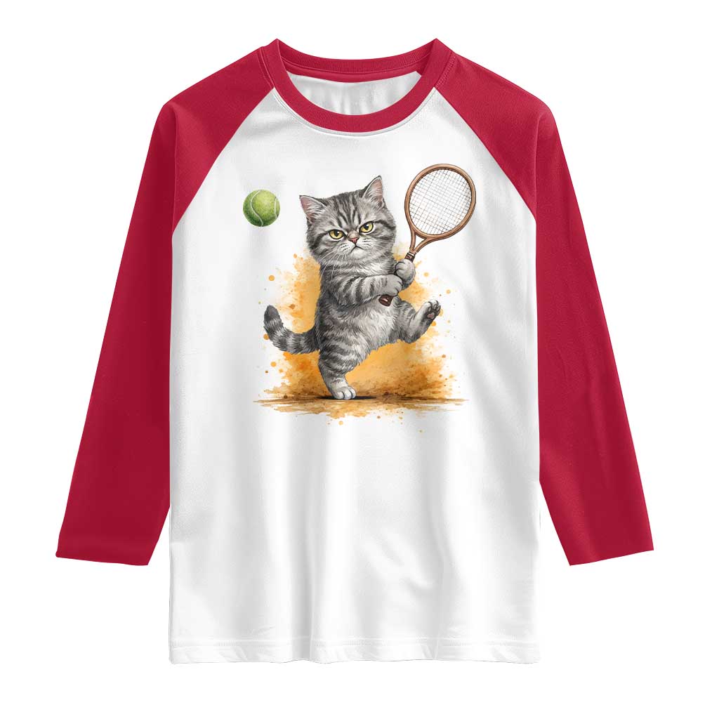 Funny Grumpy Cat Tennis Player Raglan Shirt Gift For Tennis Fans - Wonder Print Shop