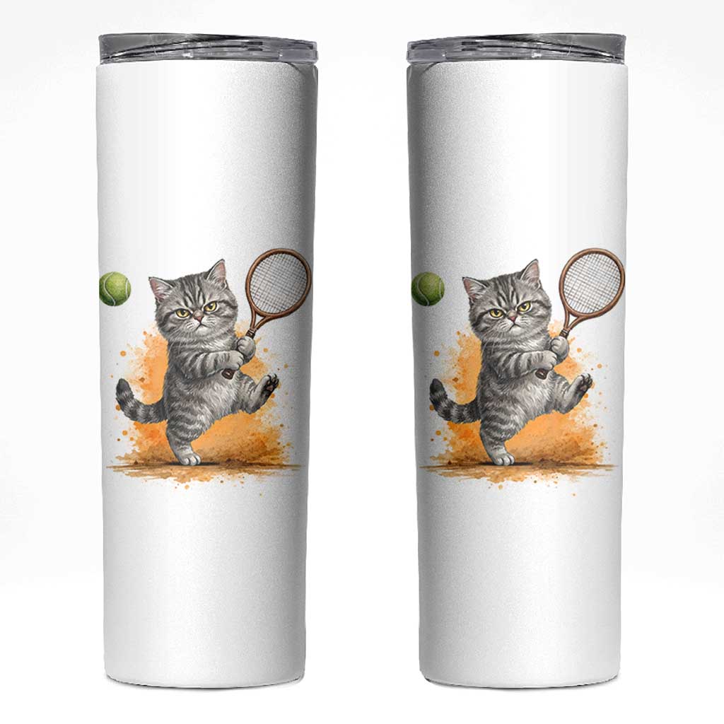 Funny Grumpy Cat Tennis Player Skinny Tumbler Gift For Tennis Fans - Wonder Print Shop