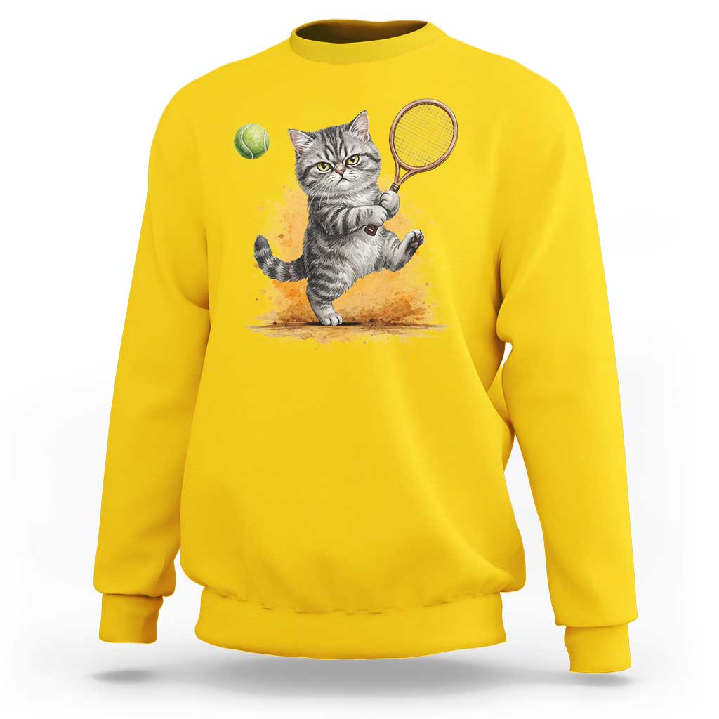 Funny Grumpy Cat Tennis Player Sweatshirt Gift For Tennis Fans - Wonder Print Shop