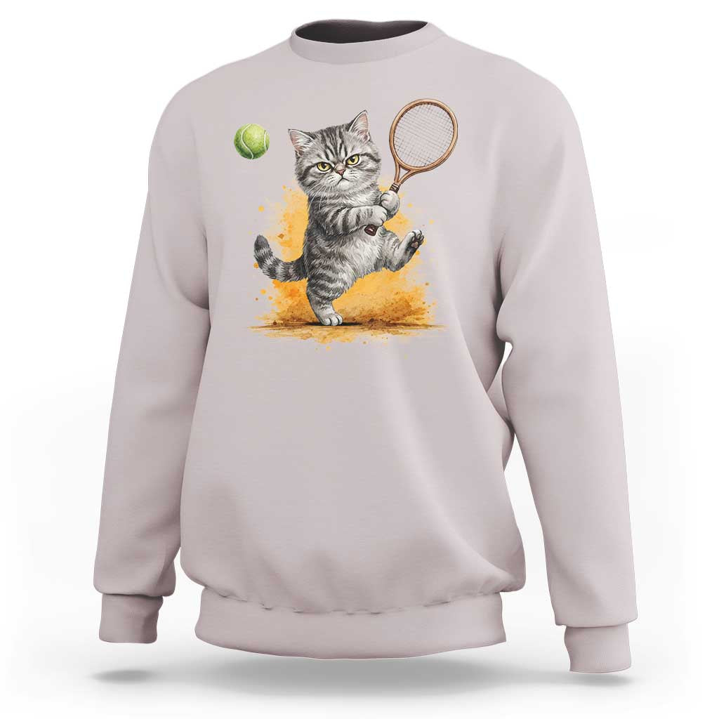 Funny Grumpy Cat Tennis Player Sweatshirt Gift For Tennis Fans - Wonder Print Shop