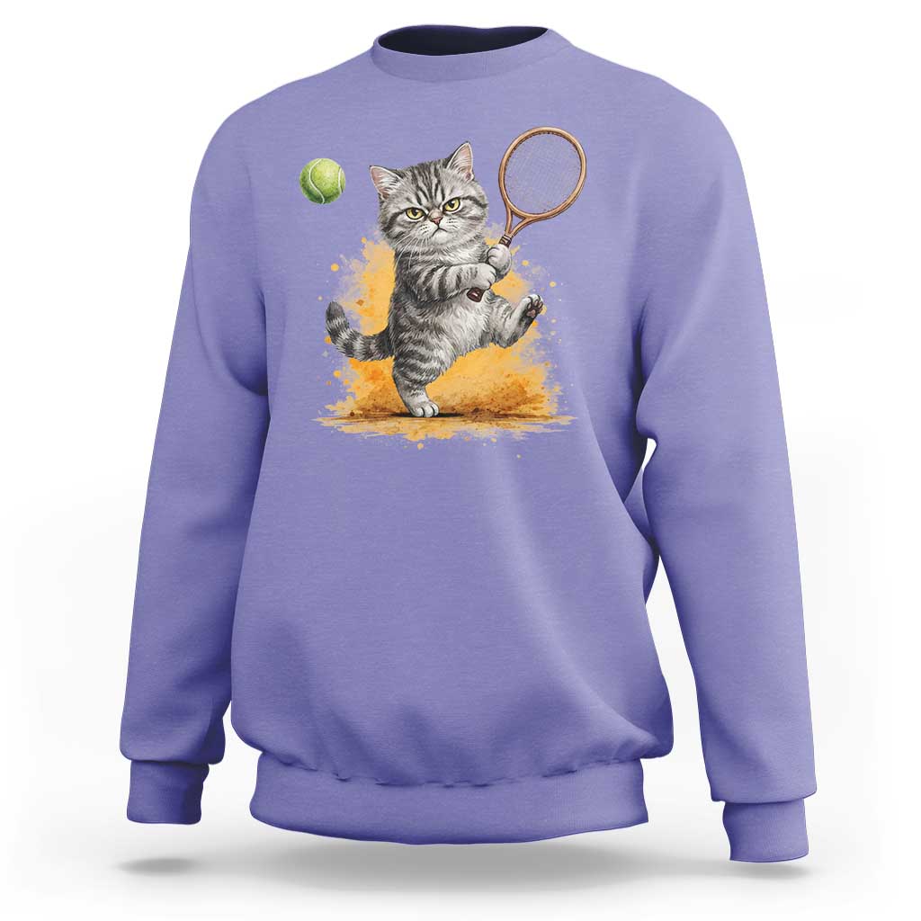 Funny Grumpy Cat Tennis Player Sweatshirt Gift For Tennis Fans - Wonder Print Shop