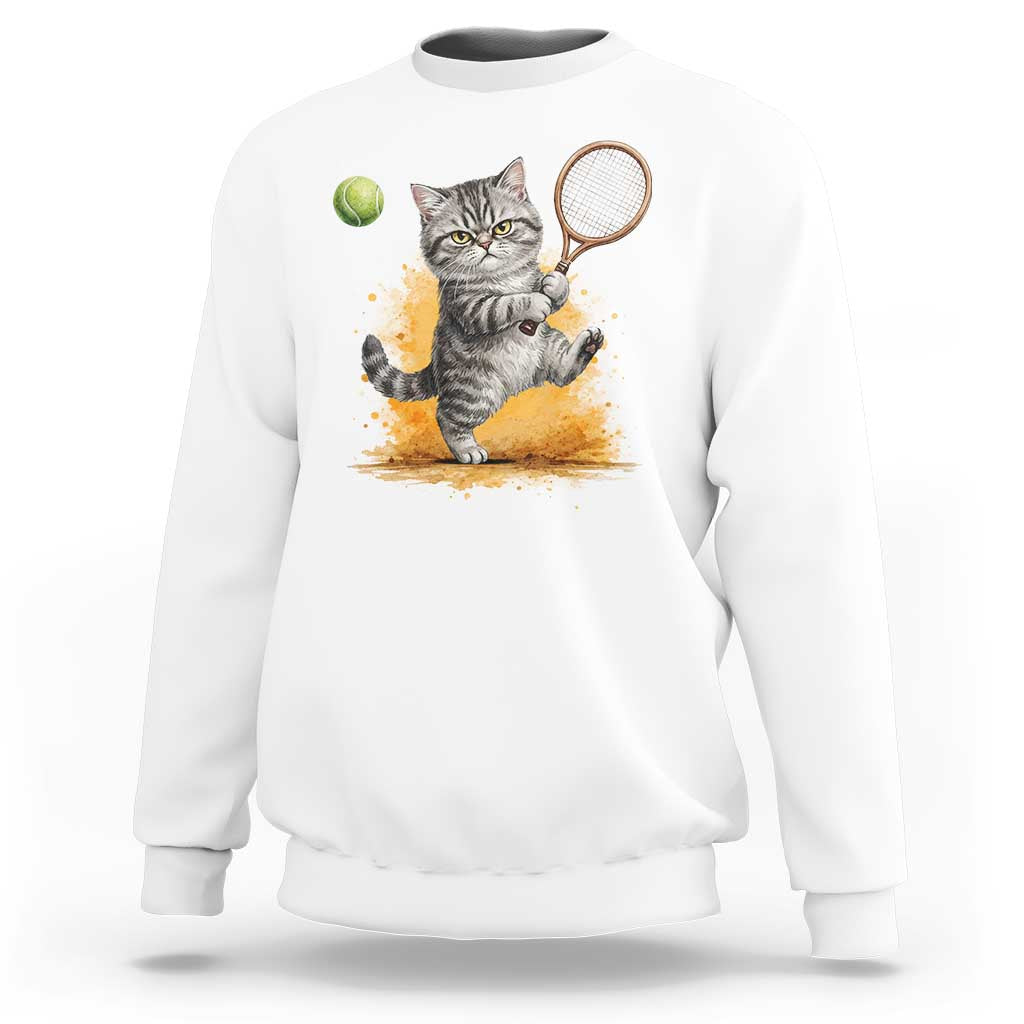 Funny Grumpy Cat Tennis Player Sweatshirt Gift For Tennis Fans - Wonder Print Shop