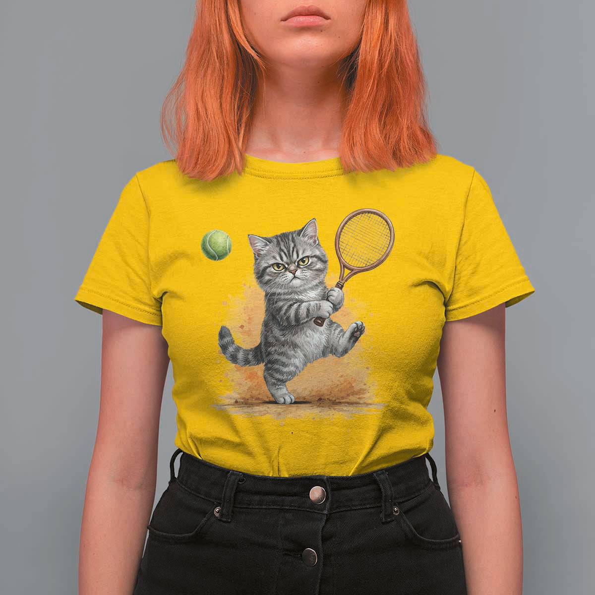 Funny Grumpy Cat Tennis Player T Shirt For Women Gift For Tennis Fans - Wonder Print Shop