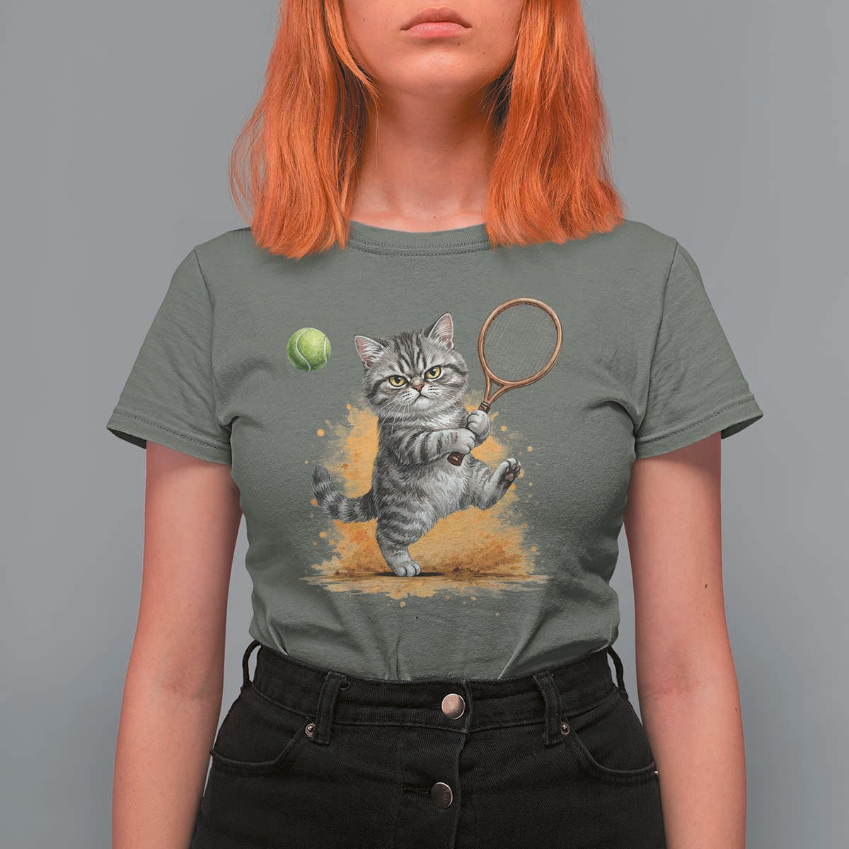 Funny Grumpy Cat Tennis Player T Shirt For Women Gift For Tennis Fans - Wonder Print Shop