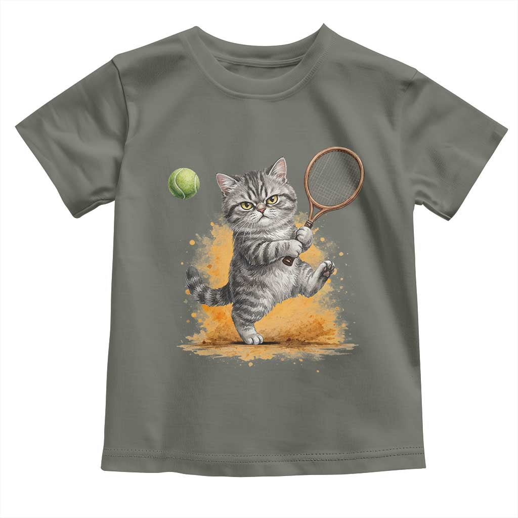 Funny Grumpy Cat Tennis Player Toddler T Shirt Gift For Tennis Fans - Wonder Print Shop