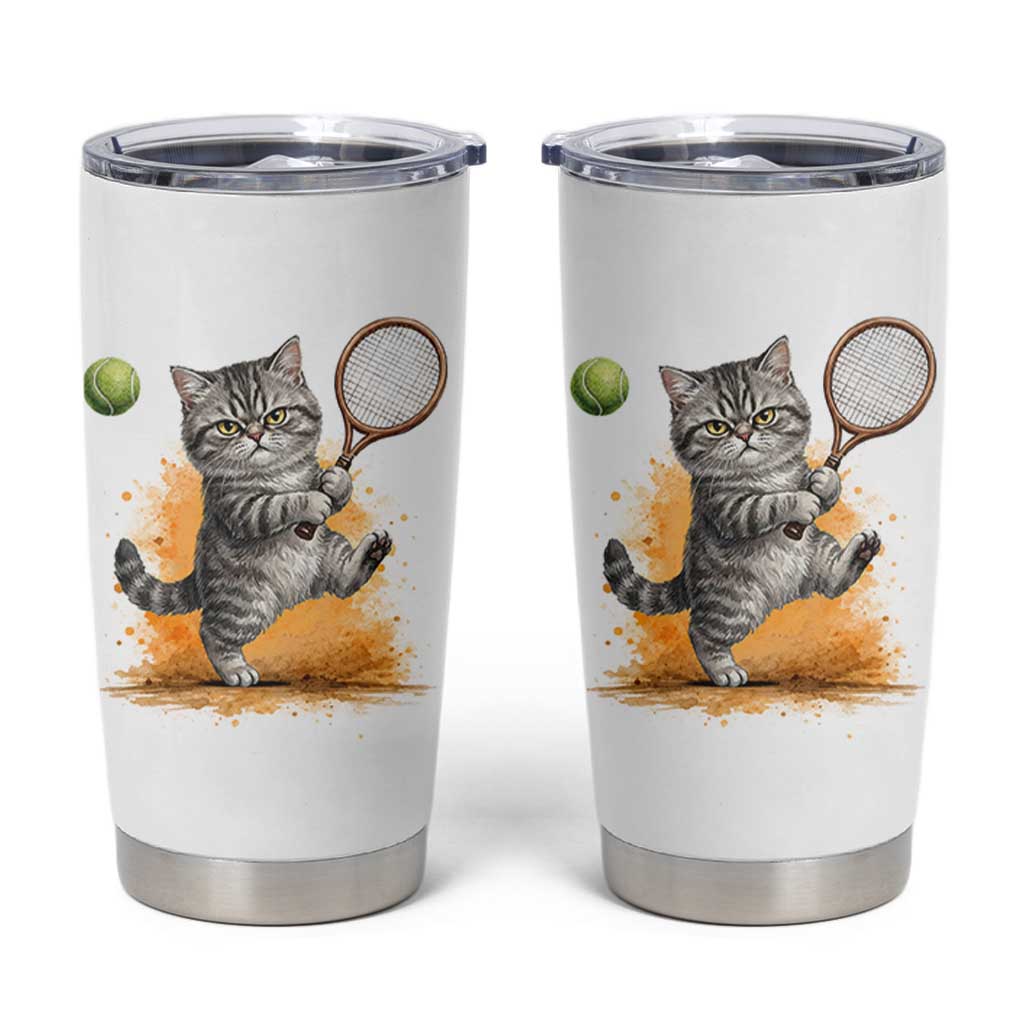 Funny Grumpy Cat Tennis Player Tumbler Cup Gift For Tennis Fans - Wonder Print Shop