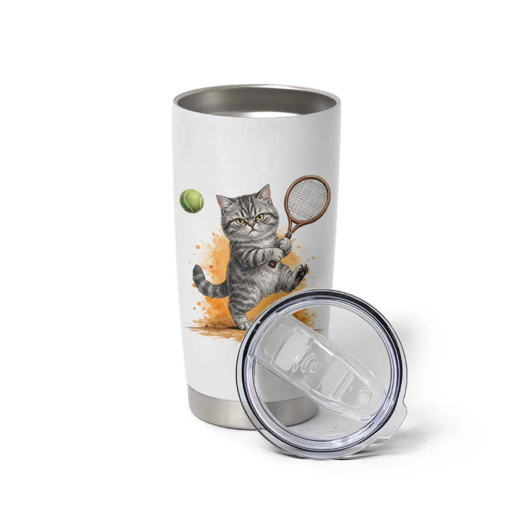 Funny Grumpy Cat Tennis Player Tumbler Cup Gift For Tennis Fans - Wonder Print Shop
