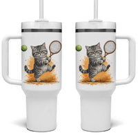 Funny Grumpy Cat Tennis Player Tumbler With Handle Gift For Tennis Fans - Wonder Print Shop