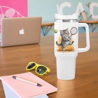 Funny Grumpy Cat Tennis Player Tumbler With Handle Gift For Tennis Fans - Wonder Print Shop