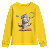 Funny Grumpy Cat Tennis Player Youth Sweatshirt Gift For Tennis Fans - Wonder Print Shop