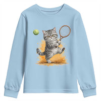 Funny Grumpy Cat Tennis Player Youth Sweatshirt Gift For Tennis Fans - Wonder Print Shop