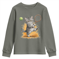Funny Grumpy Cat Tennis Player Youth Sweatshirt Gift For Tennis Fans - Wonder Print Shop