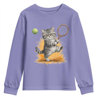 Funny Grumpy Cat Tennis Player Youth Sweatshirt Gift For Tennis Fans - Wonder Print Shop
