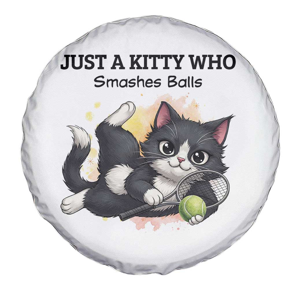 Just A Kitty Who Smashes Balls Spare Tire Cover Funny Tennis Cat Gift - Wonder Print Shop