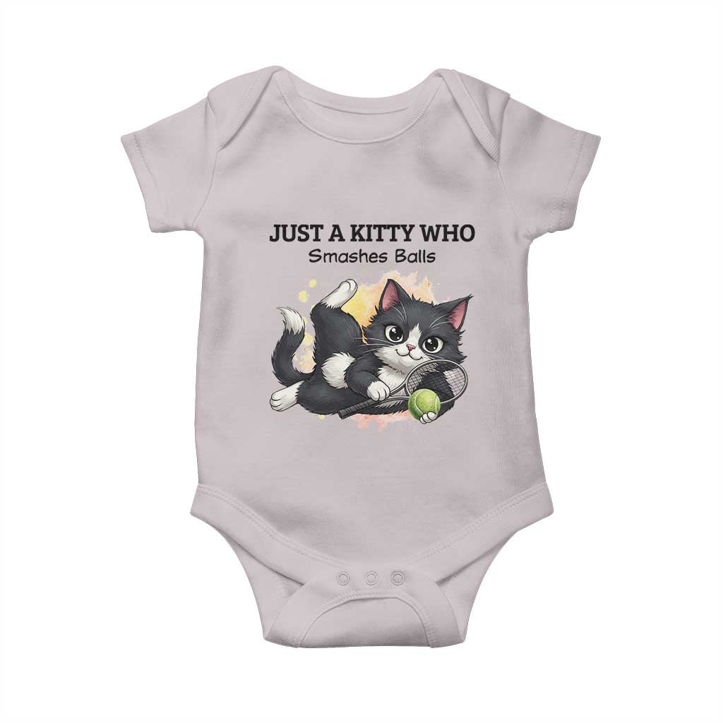 Just A Kitty Who Smashes Balls Baby Onesie Funny Tennis Cat Gift - Wonder Print Shop