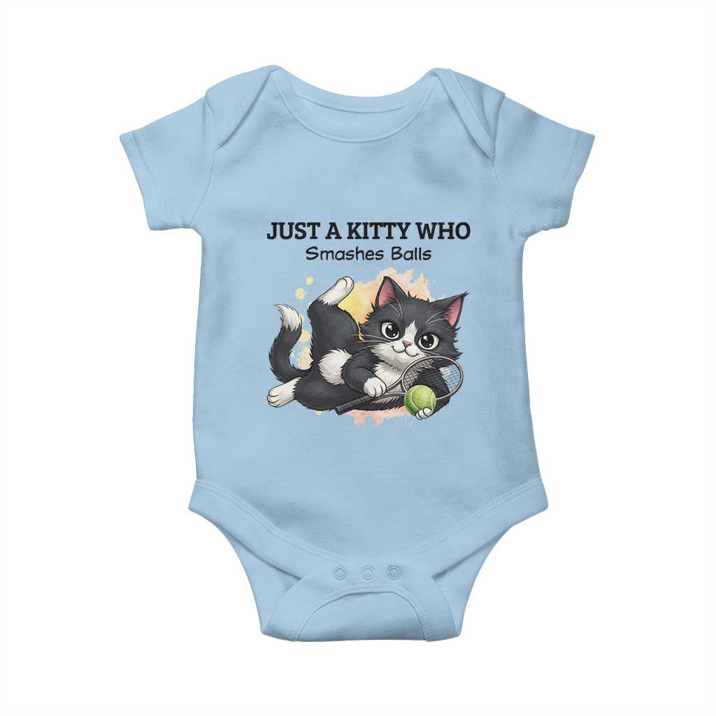 Just A Kitty Who Smashes Balls Baby Onesie Funny Tennis Cat Gift - Wonder Print Shop