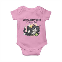 Just A Kitty Who Smashes Balls Baby Onesie Funny Tennis Cat Gift - Wonder Print Shop