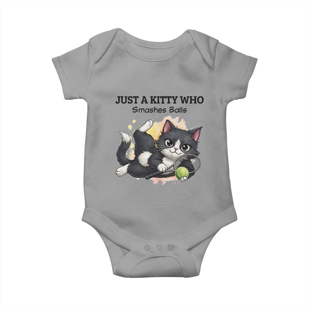 Just A Kitty Who Smashes Balls Baby Onesie Funny Tennis Cat Gift - Wonder Print Shop