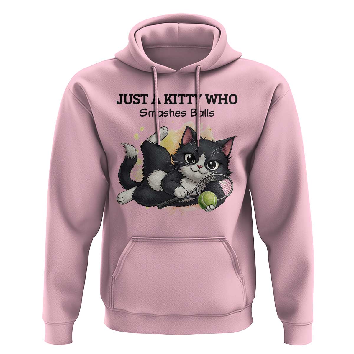 Just A Kitty Who Smashes Balls Hoodie Funny Tennis Cat Gift - Wonder Print Shop
