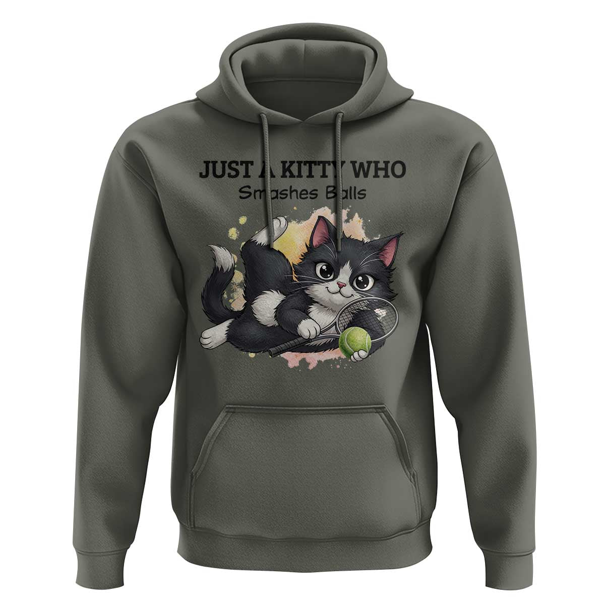 Just A Kitty Who Smashes Balls Hoodie Funny Tennis Cat Gift - Wonder Print Shop