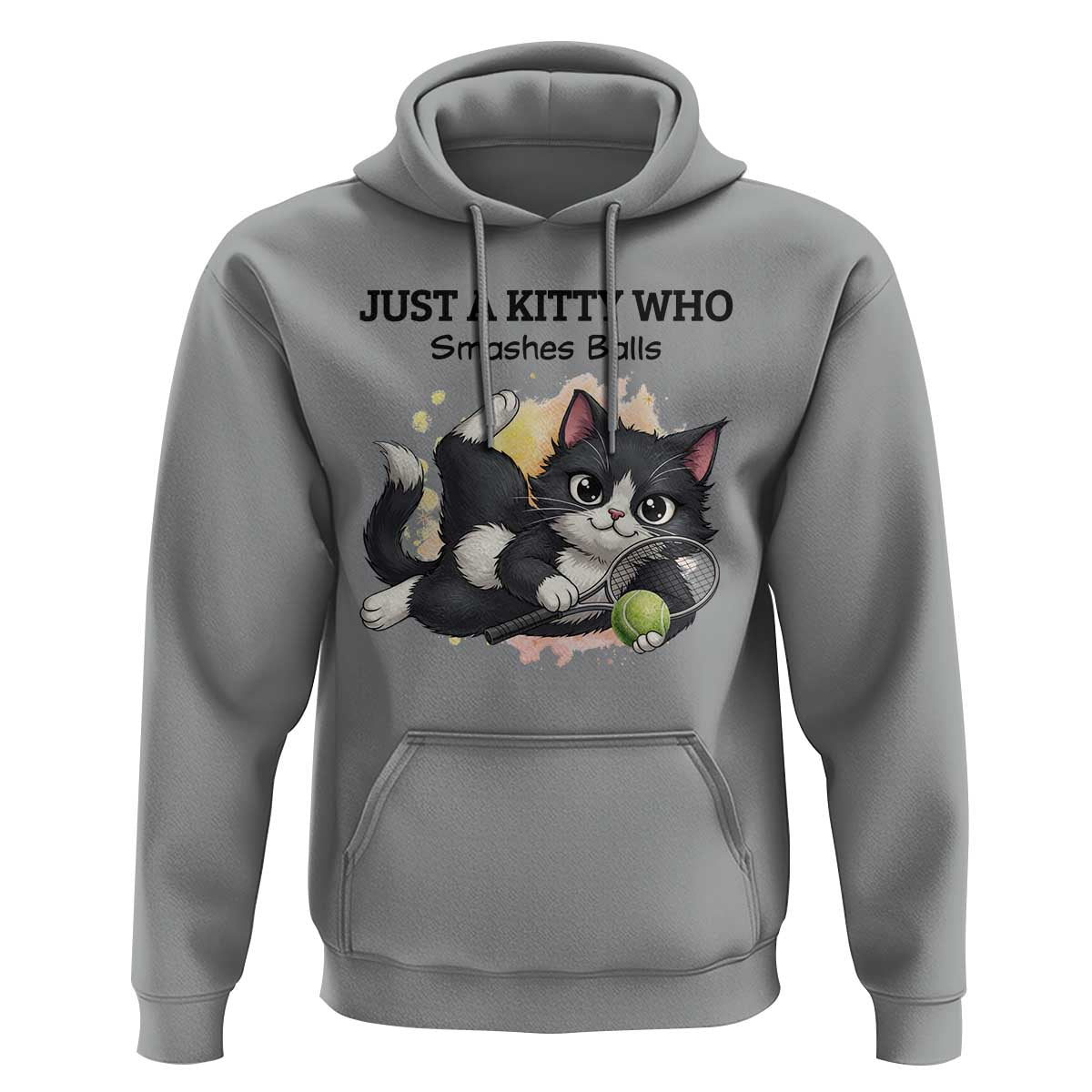 Just A Kitty Who Smashes Balls Hoodie Funny Tennis Cat Gift - Wonder Print Shop