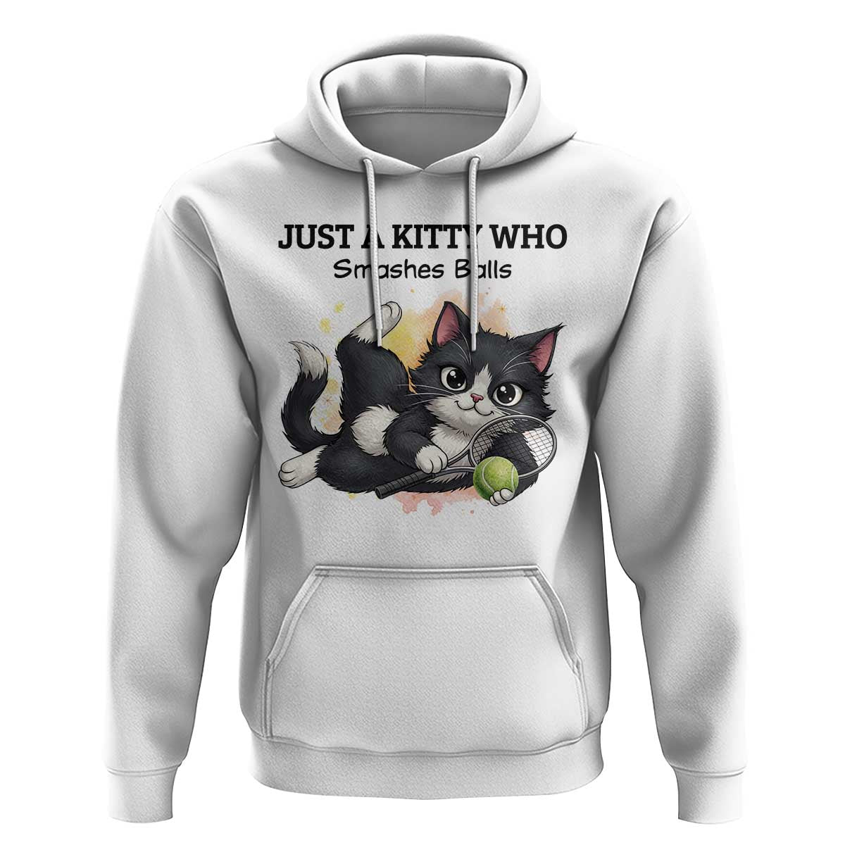 Just A Kitty Who Smashes Balls Hoodie Funny Tennis Cat Gift - Wonder Print Shop