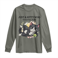 Just A Kitty Who Smashes Balls Long Sleeve Shirt Funny Tennis Cat Gift - Wonder Print Shop