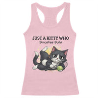 Just A Kitty Who Smashes Balls Racerback Tank Top Funny Tennis Cat Gift - Wonder Print Shop