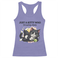 Just A Kitty Who Smashes Balls Racerback Tank Top Funny Tennis Cat Gift - Wonder Print Shop