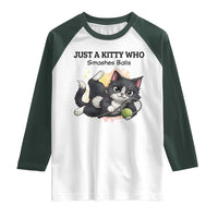 Just A Kitty Who Smashes Balls Raglan Shirt Funny Tennis Cat Gift - Wonder Print Shop