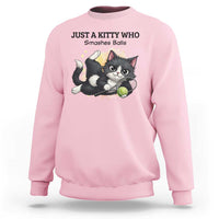 Just A Kitty Who Smashes Balls Sweatshirt Funny Tennis Cat Gift - Wonder Print Shop