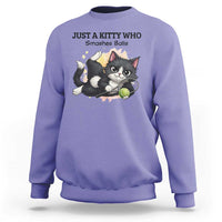 Just A Kitty Who Smashes Balls Sweatshirt Funny Tennis Cat Gift - Wonder Print Shop