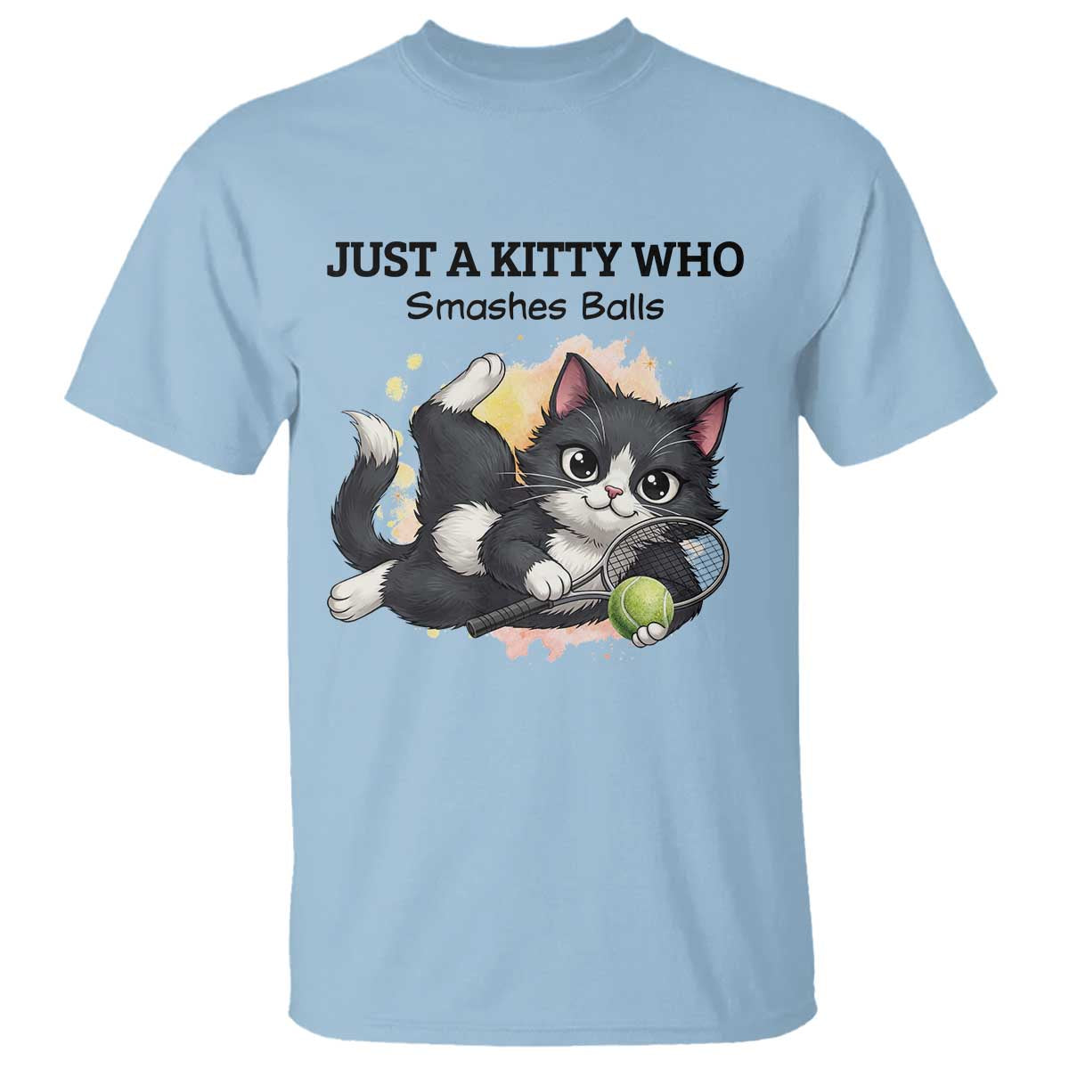 Just A Kitty Who Smashes Balls T Shirt Funny Tennis Cat Gift - Wonder Print Shop