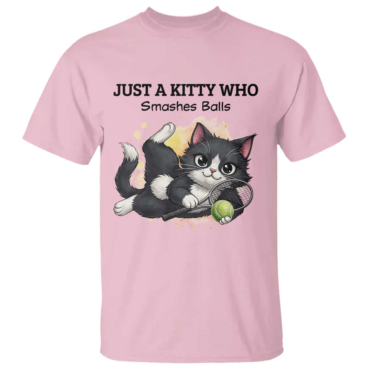 Just A Kitty Who Smashes Balls T Shirt Funny Tennis Cat Gift - Wonder Print Shop