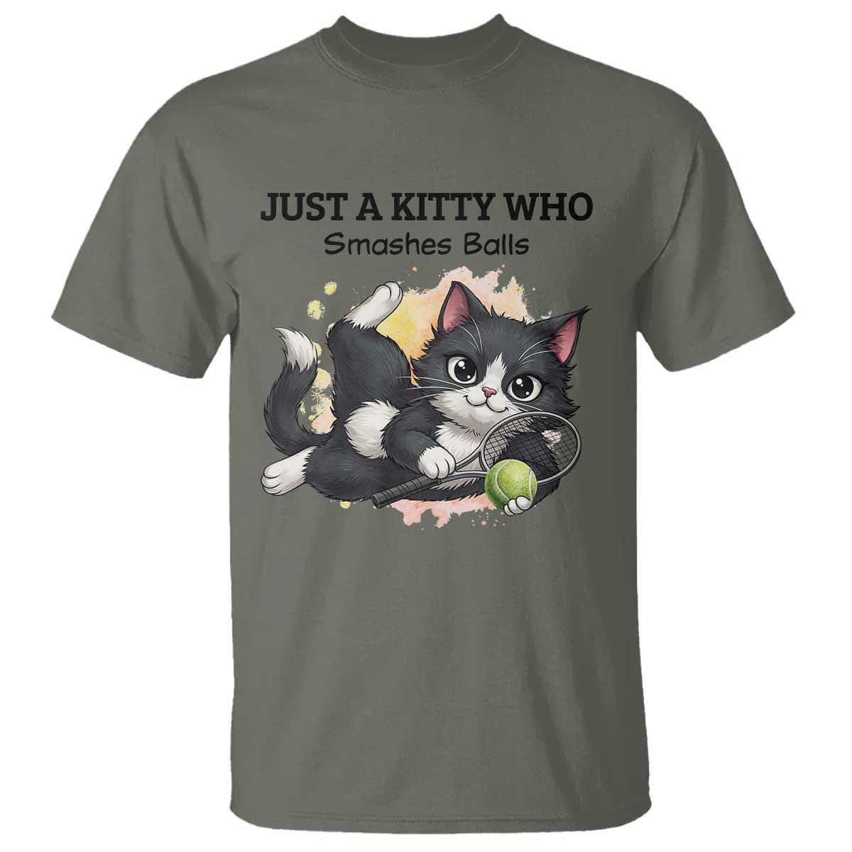 Just A Kitty Who Smashes Balls T Shirt Funny Tennis Cat Gift - Wonder Print Shop