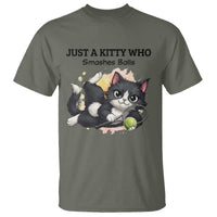 Just A Kitty Who Smashes Balls T Shirt Funny Tennis Cat Gift - Wonder Print Shop