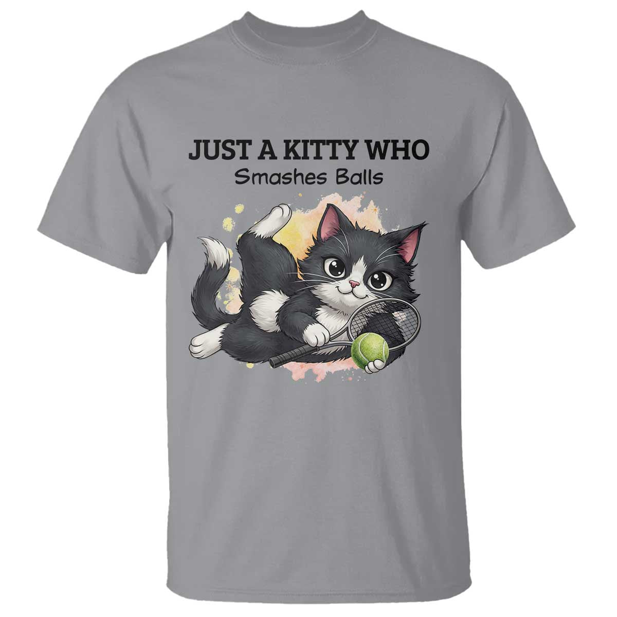 Just A Kitty Who Smashes Balls T Shirt Funny Tennis Cat Gift - Wonder Print Shop