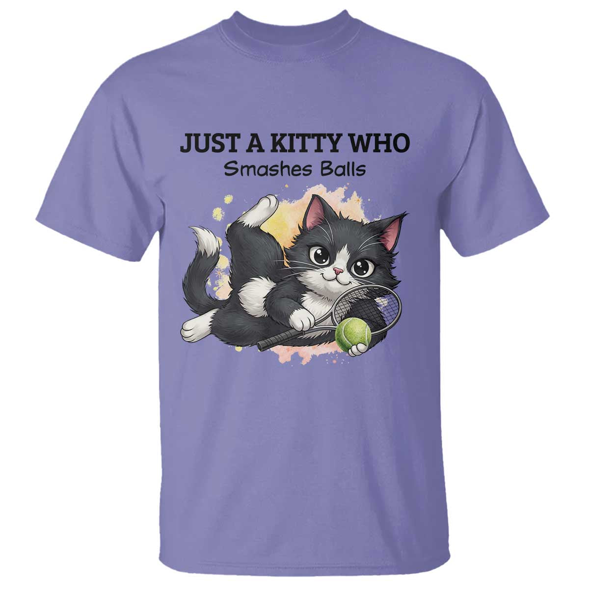 Just A Kitty Who Smashes Balls T Shirt Funny Tennis Cat Gift - Wonder Print Shop