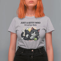 Just A Kitty Who Smashes Balls T Shirt For Women Funny Tennis Cat Gift - Wonder Print Shop