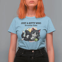 Just A Kitty Who Smashes Balls T Shirt For Women Funny Tennis Cat Gift - Wonder Print Shop