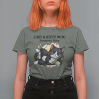 Just A Kitty Who Smashes Balls T Shirt For Women Funny Tennis Cat Gift - Wonder Print Shop